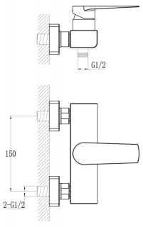 Смеситель для душа, хром Carin BelBagno CAR-ESDM-CRM